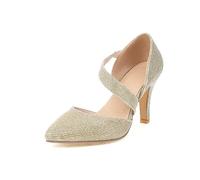 Pumps Women's High Heels with Block Heel Ballet Flats Sandals Dance Shoes Elegant High Heels Hack Shoes Wedding Party Sandals Fashion Women's Shoes Business Shoes Moccasins Outdoor Shoes, gold, 9 UK