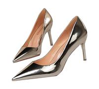 Pumps Women's Pointed High Heels Women's Glitter Silver Dress Shoes Stiletto Evening Shoes Bridal Wedding Shoes Stiletto Heel Shoes Slip-On Single Shoes Elegant Party Shoes, gray, 6 UK