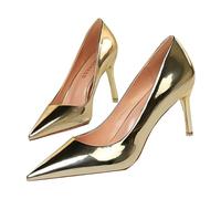 Pumps Women's Pointed High Heels Women's Glitter Silver Dress Shoes Stiletto Evening Shoes Bridal Wedding Shoes Stiletto Heel Shoes Slip-On Single Shoes Elegant Party Shoes, gold, 4 UK