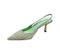 Pumps Women's Slingback Sandals Lace Toe Evening Shoes Slingback Pumps Kitten Heel High Heels Pointed Toe Wedding Shoes Elegant Buckle Women's Shoes Strappy Pumps, Green, 5 UK