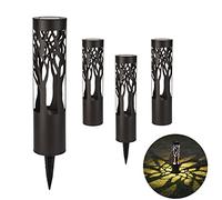 PUMPSUN 4Pack Solar Pathway Lights Outdoor, Landscape Lighting Dust to Dawn Solar Lights for Garden Decor, Metal Path Lights Solar Powered for Yard Lawn Patio Walkway Warm Yellow