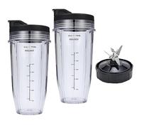 pumpumlia 24oz Cups And 7 Fins For BN401 BN400 BN801 BN800 Replacement Cups With Sip And Seal Lids