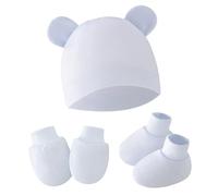 pumpumlia 3pcs/set Cotton Newborn with Scratch Mittens and Foot Infant Warm Headwear Baby Gloves with Socks