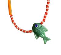 pumpumlia Artistic Sea Fish Pendant Necklace Shimmering Glass Clavicle Chain Stylish Summers Jewelry Gift Beach Accessory Clear Fish Necklace