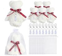 pumpumlia Bear Keychains With Towel Organza Bags And Thank You Tages Baby Showers Party Supplies For Wedding Birthday Party Decors