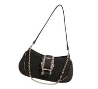 pumpumlia Compact Jean Satchel Handbag Trendy Chain Detail Women's Casual Shoulder Bag For Phone And Wallet Essential Storage Chain Detail Jean Handbag