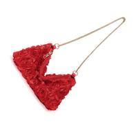 pumpumlia Elegant Women's Evening Shoulder Bag Rose Floral Sequined Satins Clutches Purse With Chain For Wedding Prom Parties Evening Bag For Women