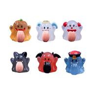 pumpumlia Halloween Ghosty Figurines Resins Ghosty Statues Lights In The Darks Tongue Monsters Ornament Indoor Halloween Decors Halloweens Decorations Outdoor Indoor