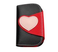 pumpumlia Heart Pattern Organizers with Multiple Storage Space & Metal Hooks Waterproof Travel Management Solution Stylish PU Leather Holder Multiple Hooks Safe Closure Compact for Women Men