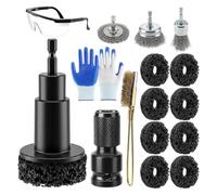pumpumlia Metal Upkeep Rust Remover Tool Set for Wheel Hub and Brake Disc Areas, Six-Sided Shank Brush Parts, Abrasive Discs and Hand Brush Use Upkeep Attachment Rust Scrubber