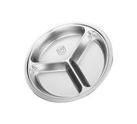 pumpumlia Portable Round Sectioned Plate 28cm Stainless Steel Construction for Camping Parties Food Separation Microwave Friendly Round Compartment Plate