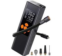 Pumteck Tire Inflator Portable Air Compressor: 150PSI Tire Pump with Dual Power Included 7800mAh Battery & 12v DC Adapter - Electric Wheel Pump with LED Digital Display for Car Motorcycle Bike Ball