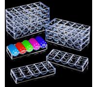 Pumtus 10 Pack Poker Chip Tray Racks, Clear Thick Plastic Casino Chip Case, Each Holds 100 Chips, Standard Size Chips Holder, Sturdy Clay Chip Boxes for Texas Hold'em, Poker Club, Gambling, Blackjack