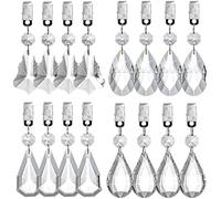 Pumtus 16 Pack Tablecloth Weights, Crystal Table Cover Pendant with Metal Clip Clamps, Glass Heavy Teardrop Prisms Table Cloth Hangers for Decoration, Outdoor Picnic, Family Dinner Party