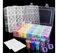 Pumtus 2 Pack 120 Grids Diamond Art Storage Containers, Beads Organizer Box with Label Stickers and Removable Dividers, Plastic 5D Art Accessories Storage Case Jars for DIY, Art, Craft, Small Parts