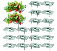 Pumtus 20 Pack Square Strawberry Supports, Strawberry Growing Rack with 4 Sturdy Legs, Plastic Strawberry Plant Stand Holder, Strawberry Growing Frame Holder Cage, Keeping Berries Clean