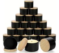Pumtus 24 Pack 8 OZ Candle Tins, Matte Black Candle Container with Lids, Round Metal Jars for Making Candles, Bulk Empty Candle Vessel, Wax Mold Supplies, Gift Packaging Can for DIY, Storage, Gift