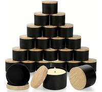 Pumtus 24 Pack 8 OZ Candle Tins, Matte Black Candle Container with Lids, Round Metal Jars for Making Candles, Bulk Empty Candle Vessel, Wax Mold Supplies, Gift Packaging Can for DIY, Storage, Gift
