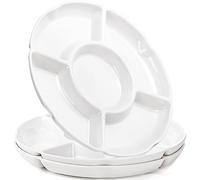 Pumtus 3 Pack Divided Serving Tray, 13 Inch Unbreakable Chip and Dip Platter, Melamine Appetizer Serving Plate, 5 Sectional Party Snack Relish Tray for Serving Food, Nuts, Candy, Dried Fruit, Veggies