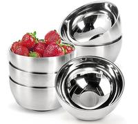 Pumtus 6 Pack Small 304 Stainless Steel Bowls, 16 OZ Double-walled Insulated Metal Bowls, Lightweight Salad Bowl, Nesting Soup Cereal Bowls, Serving Bowls for Rice, Noodles, Dishwasher Safe