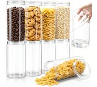 Pumtus 8 Pack Large Plastic Jars with Lid, 1360 ML Clear Candy Storage Jars, Empty Mason Jars, Tall PET Canisters Cylinders, Wide Mouth Pantry Container for Dry Food, Spice, Nuts, Noodles