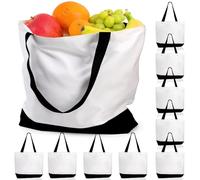 Pumtus 9 Pack Canvas Tote Bags, 47 x 40 cm Large Cotton Tote with Handle, Washable Reusable Shopping Bags, Multi-Purpose Kitchen Grocery Bag, Blank Cloth Tote for DIY, Beach, Holiday, Crafts