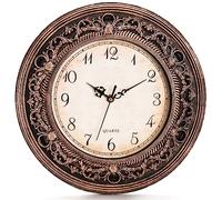 Pumtus Plastic Silent Wall Clock, 13 Inch Vintage Large Wall Clocks, Battery Operated Round Bathroom Clock, Non-Ticking Decorative Retro Analog Clocks for Living Room, Office, Kitchen, School