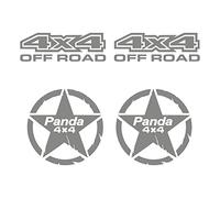 PUMU, stickers 4x4 off road and Star 4x4 compatible for panda 4x4 Sisley Adventure Trail trekking off-road car tuning sport suv (SILVER)