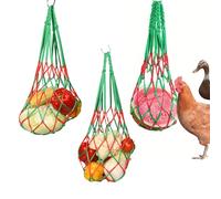 Pumwoy 3 PCS Chicken Feeding Net Bag with Hooks, Hens Cabbage Feeder Chicken Fruit Feeder, Chicken Feeder Net Vegetable Hanging Feeder, Chicken Feeding Accessories Poultry Feeders Chicken Feeder