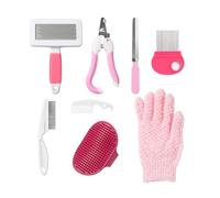 Pumwoy 8 Piece Rabbit Care Set with Nail Clippers, File, Pet Comb, Flea Comb, Bath Glove, Pet Massage, Rabbit Brush for Rabbits, Guinea Pigs, Puppies, Kittens, Hamsters