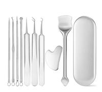 Pumwoy 9 Pcs Blackhead Remover Tool, Acne Removal Kit Pimple Popper, Stainless Steel Comedone Extractor, Blackhead Tweezer Acne Needle for Facial and Nose Cleansing