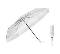 Pumwoy Folding Clear Umbrella - Automatic, Compact, Dome Wedding and See Through for Photography, Outdoor and Rainproof (White)