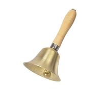 Pumwoy Solid Brass Hand Call Bell with Wooden Handle - 15 CM Santa Claus Bell for Festival, School, Wedding