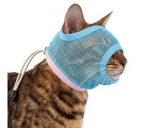 PUMYPOREITY 2 Pack Cat Calming Muzzle, Soft Breathable Mesh Cat Head Cover with Adjustable Strap, Calming & Anti-Bite Design for Grooming, Nail Trimming, Bathing and Vet Visits, S, Blue