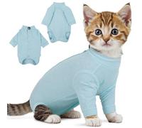 PUMYPOREITY Adjustable Cat Recovery Shirt, Front Leg Injury Suit, Stretchable & Comfortable, Anti-Licking Long Sleeve Wound Cover, Prevents Scratching & Biting, Machine Washable, Blue, M