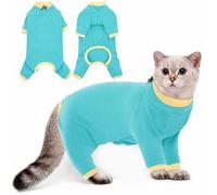 PUMYPOREITY Cat Behavior Control Sweater - Stops Licking & Over-Grooming, Anti-Anxiety Shirt, Escape-Proof, Breathable Pet Clothing for Shedding & Skin Protection, Turquoise, M
