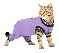 PUMYPOREITY Cat Body Suit after Surgery, Neutering Recovery Suit Male Cat Surgical Suit Anti Licking Sleeve Back Leg Support Knee Brace(Purple, L)