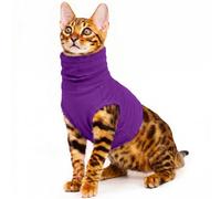 PUMYPOREITY Cat Snood Cotton, Neck Wound Cover Bandage Neck Snood Cat Surgery, Neck-Fully Protected, Covers The Neck-Area For Hot Spot(Dark purple, XS)