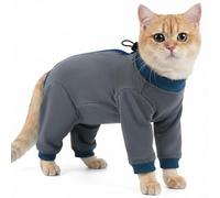 PUMYPOREITY Cat Surgery Recovery Suit, Soft Vest After Surgery Female Cat Onesie With Legs Neutering Recovery Suit Male Long Sleeve Cone Alternative After Spaying & Neutering(Grey, L)