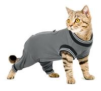 PUMYPOREITY Cat Surgical Recovery Suit, Soft Post Surgery Body Suit Cat Leg Recovery Sleeve Hind Leg Protectors Medical Cat-Shirt Wear Post Spay Operation(Grey, L)