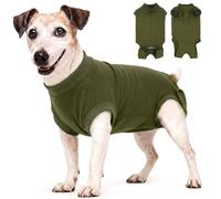 PUMYPOREITY Dog Surgery Recovery Suit Small, Post Spay Dog Pyjamas, Season Suit Cocker Spaniel(Olive green, S)