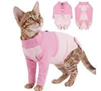 PUMYPOREITY Small Cat Recovery Suit, Kitten Surgery Recovery Suit Neutering Kitten Onesie after Surgery Cat-Suit after-Surgery, Keep Pet From Constantly Licking(Pink, S)