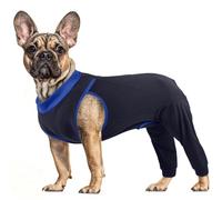 PUMYPOREITY Small Dog Recovery Suit, Comfortable Surgical Vest Recovery Sleeve Protective Leg Cover Dog Suit for after Surgery Male with Legs(Navy blue, S)