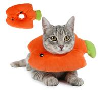 PUMYPOREITY Soft Fish Shaped Cat Cone Collar, Adjustable Padded Elizabethan Collar for Kittens, Anti-Lick Protective Neck Cone for Post-Surgery Wound Recovery, L, Orange