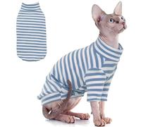 PUMYPOREITY Sphynx Cat Clothes, Soft Hairless Cats Shirt with Sleeves, Stretchy Cat Sweater, Pullover Cat Pajamas Jumpsuit, Turtleneck Cat Outfit for Sphynx Cornish Rex, Devon Rex, Blue, XL