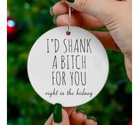 Punch a Bitch Ornament,2024 Christmas Ornament,Funny Friendship Christmas Ornaments Dumb Gifts for Friends,Acrylic Christmas Tree Ornaments for Home Decor Gift for Best Friends(I'D SHANK A BITCH FOR Y
