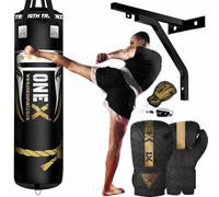 Punch Bag Boxing Training, Filled 5ft Heavy Duty set, Wall Bracket Punching Gloves, Kickboxing MMA Grappling Muay Thai Karate BJJ, Adult Home Gym Fitness