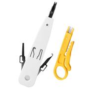 Punch Down Tool Kit,White Ethernet Wire Insertion Tool & Yellow Cable Stripper,Manual for Cat6/Cat7/RJ45 Socket Panel Terminals,Essential Installation Device Electricians Data Wall Network Wiring