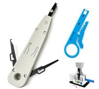 Punch Down Tool, Punchdown Tool for RJ45 Socket Cat5/Cat6/Cat7 and Telephone Cable, Terminal Insertion Tools with Wire Stripper Combo in Grey