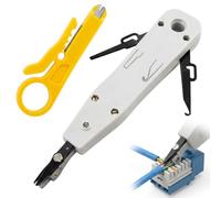 Punch Down Tool with Mini Wire Stripper, Professional Impact Krone Tool for RJ45 Socket Cat5/Cat6/Cat7 & Telephone Cable, Ethernet Network IDC Terminal Insertion Tool Kit（White）